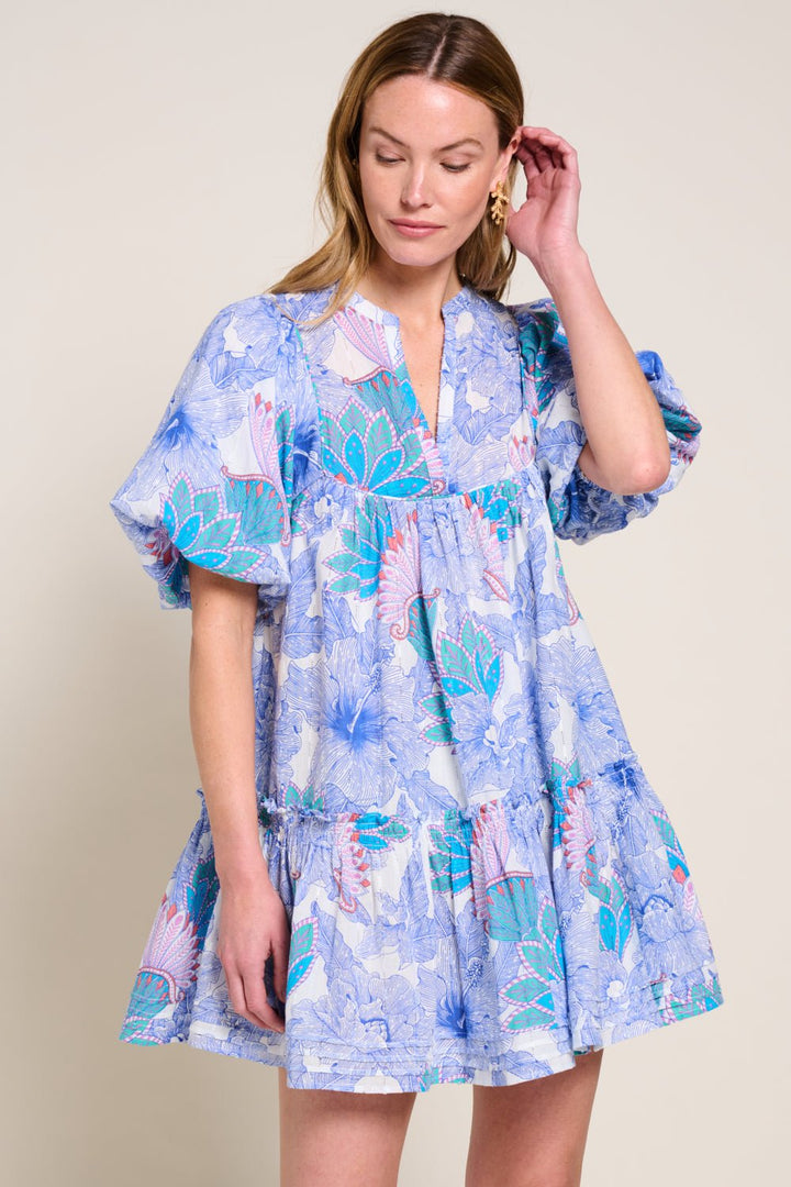 Blue Padang mini dress – Mini Dress Cruz by Poupette St Barth, front view