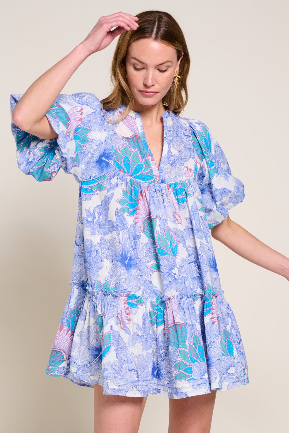Blue Padang mini dress – Mini Dress Cruz by Poupette St Barth, view 4
