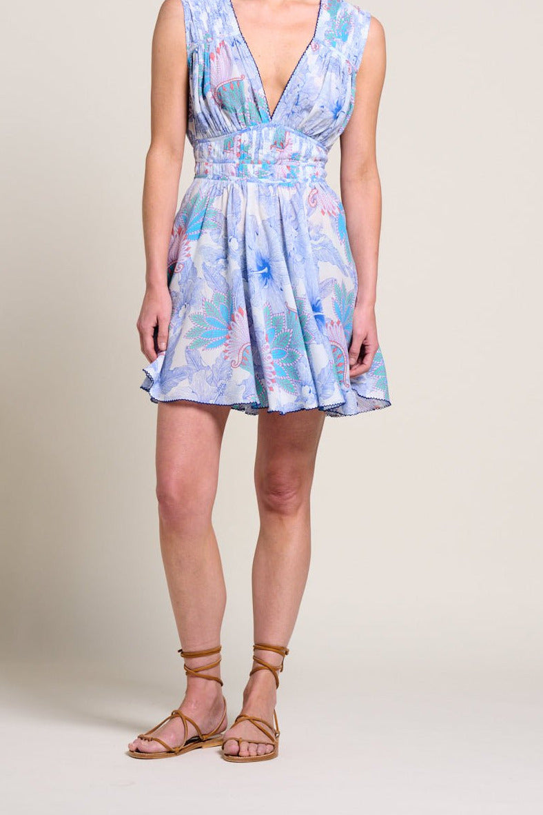 Blue Padang mini dress – Mini Dress Ciao by Poupette St Barth, full-length front view