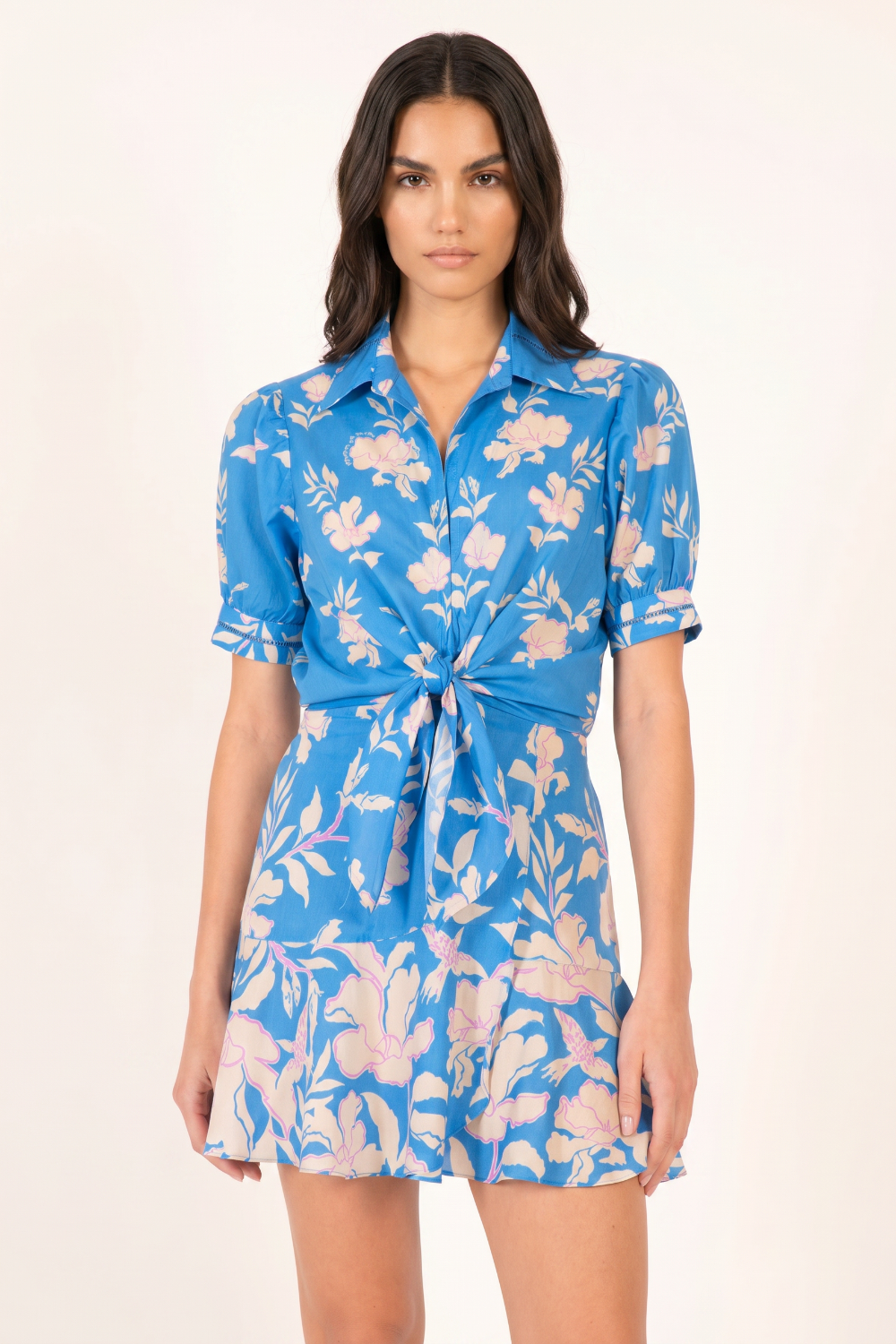 Blue Palm Beach mini dress – Mini Dress Iris by Poupette St Barth, front view
