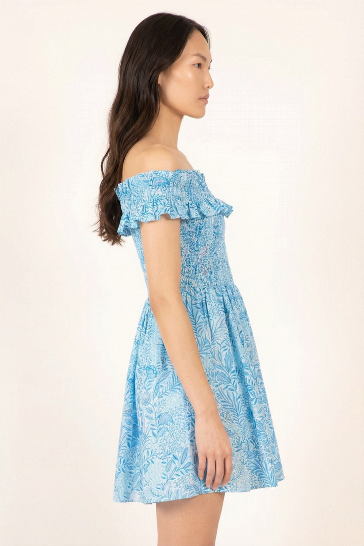 Blue Palmarosa mini dress – Mini Dress Amber by Poupette St Barth, view 3