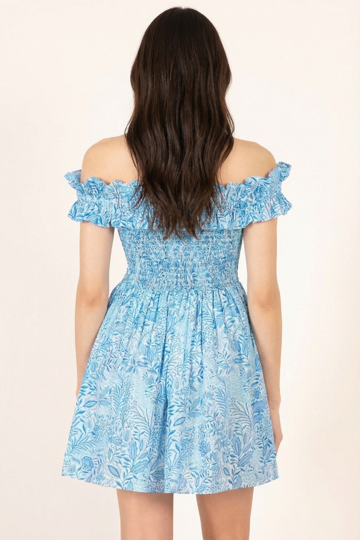Blue Palmarosa mini dress – Mini Dress Amber by Poupette St Barth, view 5
