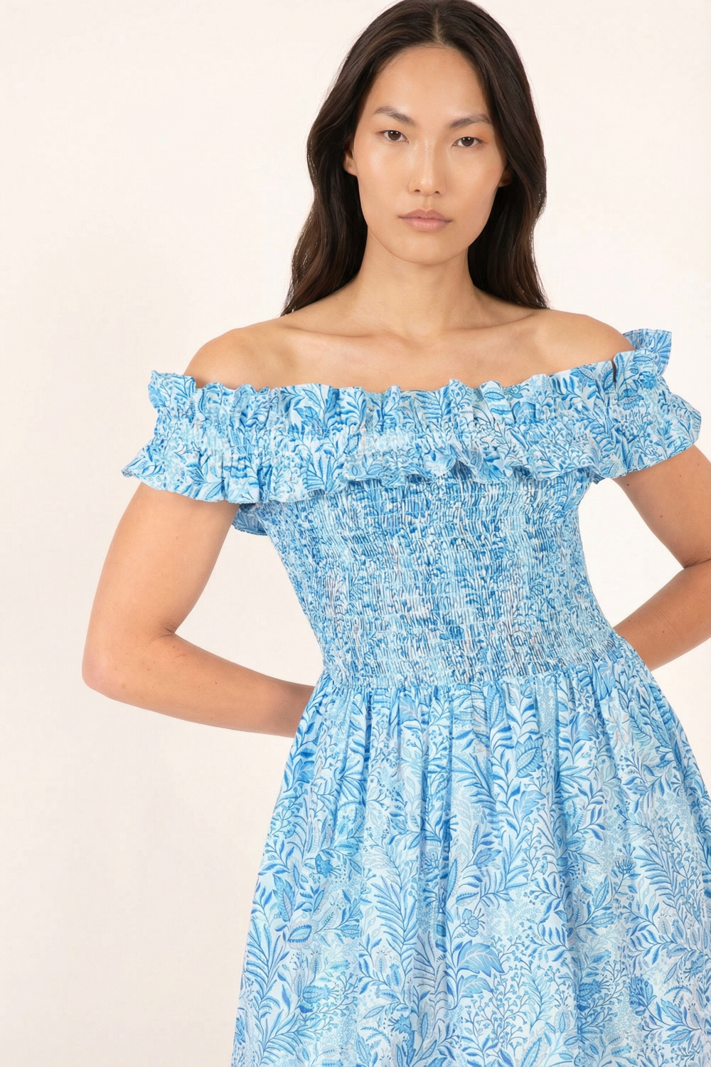 Blue Palmarosa mini dress – Mini Dress Amber by Poupette St Barth, view 4