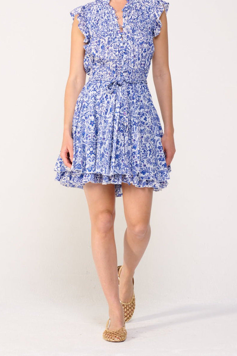 Blue Tiare mini dress – Mini Dress Callie by Poupette St Barth, full-length front view