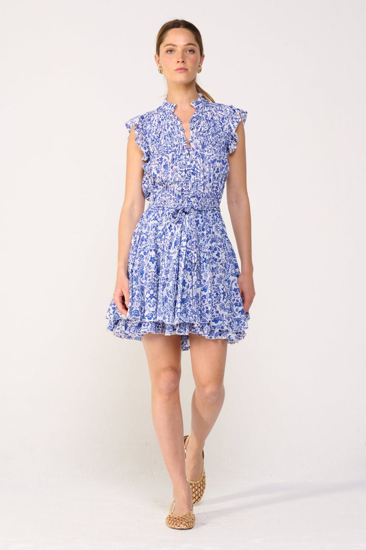 Blue Callie Mini Dress by Poupette St Barth featuring a stylish sleeveless design and lightweight fabric, perfect for warm weather.