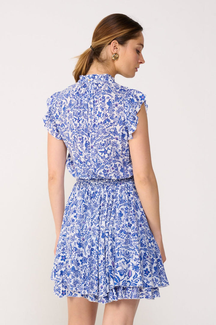 Blue Mini Dress Callie by Poupette St Barth, featuring a stylish, flowy design and vibrant color, perfect for summer wear.