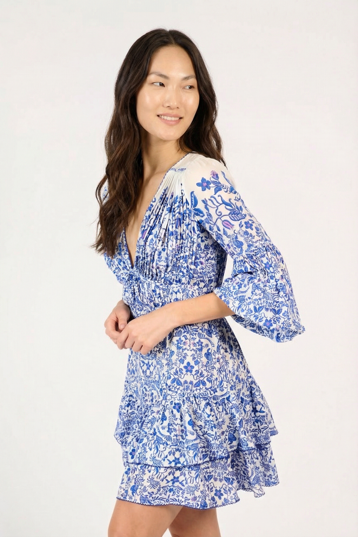 Blue Tiare mini dress – Mini Dress Chiara by Poupette St Barth, front view