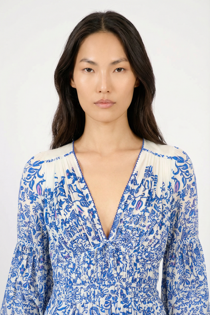 Blue Chiara mini dress by Poupette St Barth featuring a stylish design, perfect for warm weather and casual or beachwear.