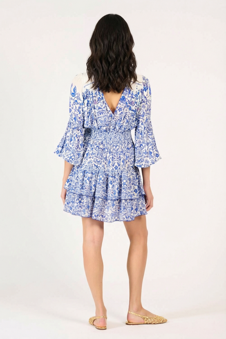 Blue Chiara mini dress by Poupette St Barth featuring a stylish, lightweight design perfect for casual or summer wear.