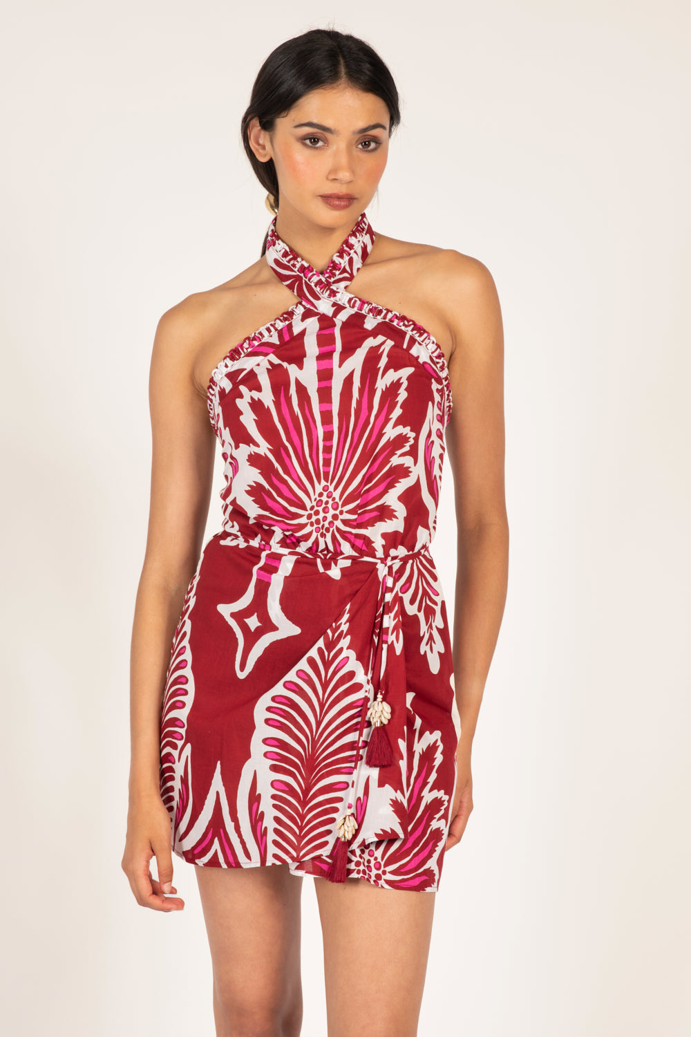 Bordo Cartagena mini dress – Mini Dress Manon by Poupette St Barth, front view