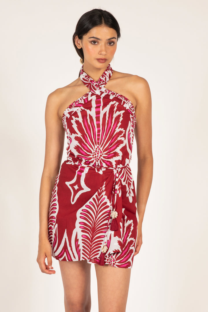 Bordo Cartagena mini dress – Mini Dress Manon by Poupette St Barth, front view