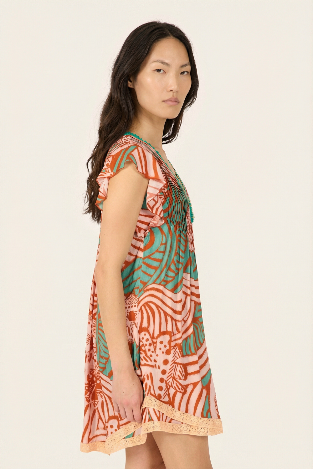 Brick Japonism mini dress – Mini Dress Sasha by Poupette St Barth, view 2