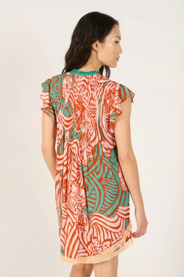 Brick Japonism mini dress – Mini Dress Sasha by Poupette St Barth, view 4