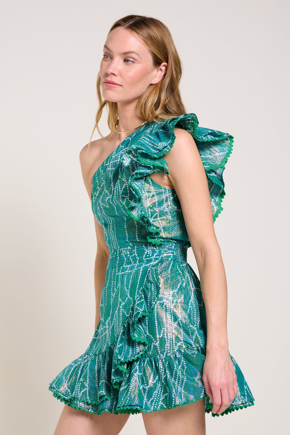 Green Akoya mini dress – Mini Dress Corinne by Poupette St Barth, view 4