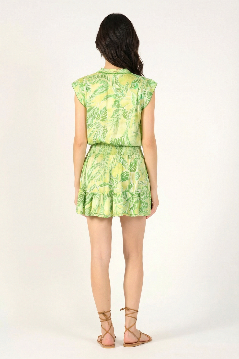 Green Calathea mini dress – Mini Dress Estelle by Poupette St Barth, view 3