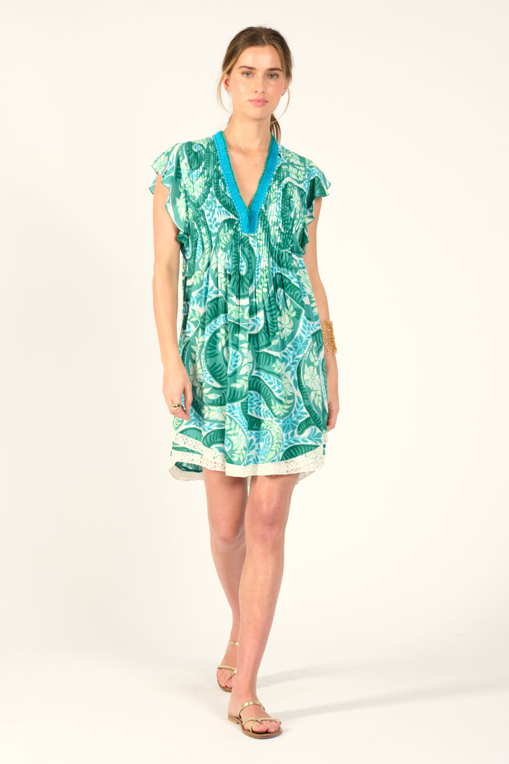 Green Holy Snake mini dress – Mini Dress Sasha by Poupette St Barth, view 3