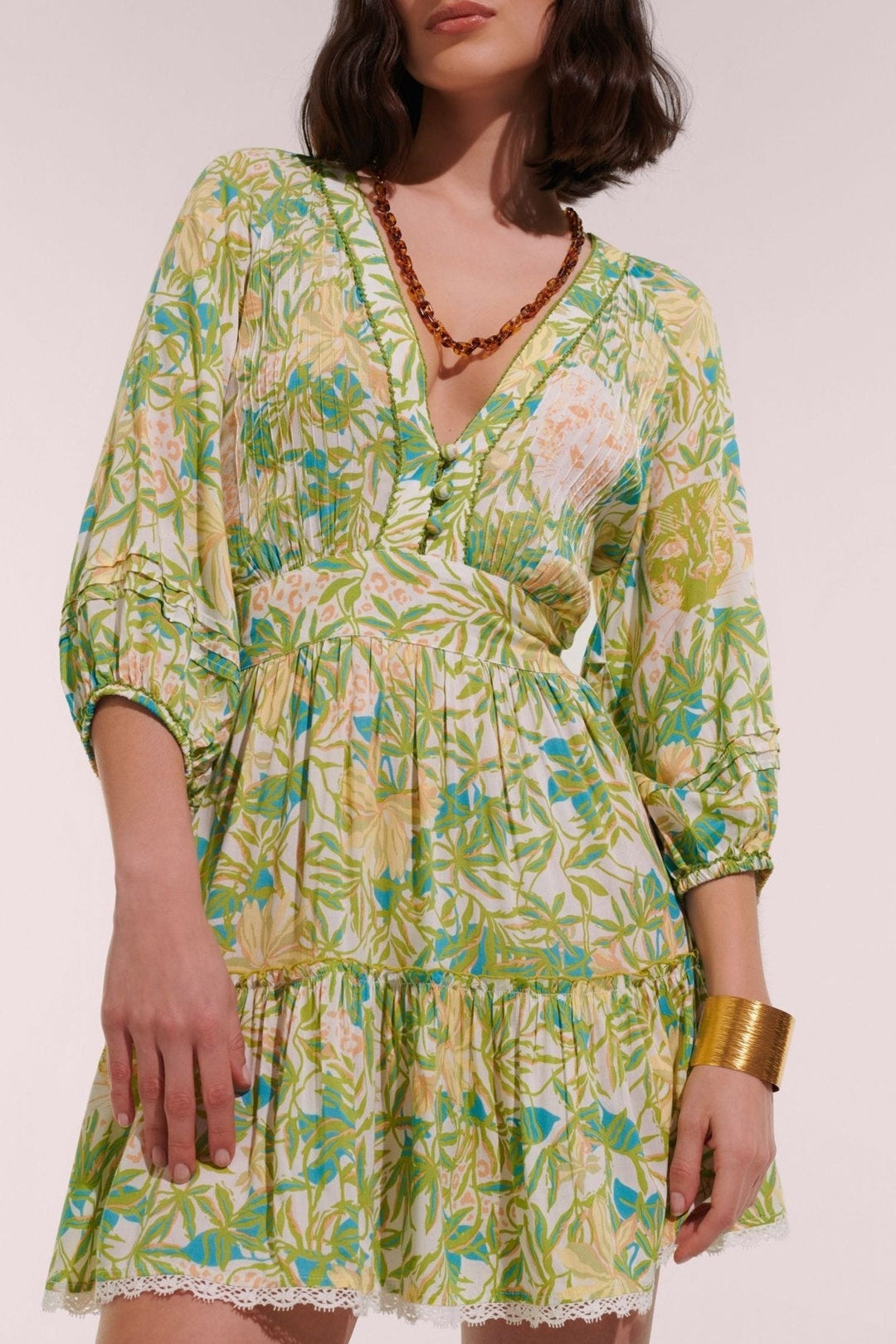 Green Orchid mini dress – Mini Dress Bera by Poupette St Barth, front view