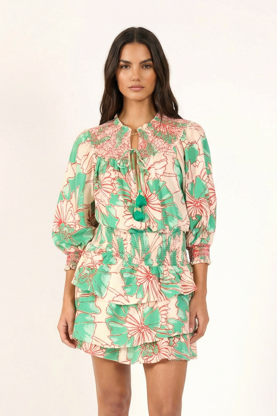 Green Petal mini dress – Mini Dress Anna by Poupette St Barth, view 2