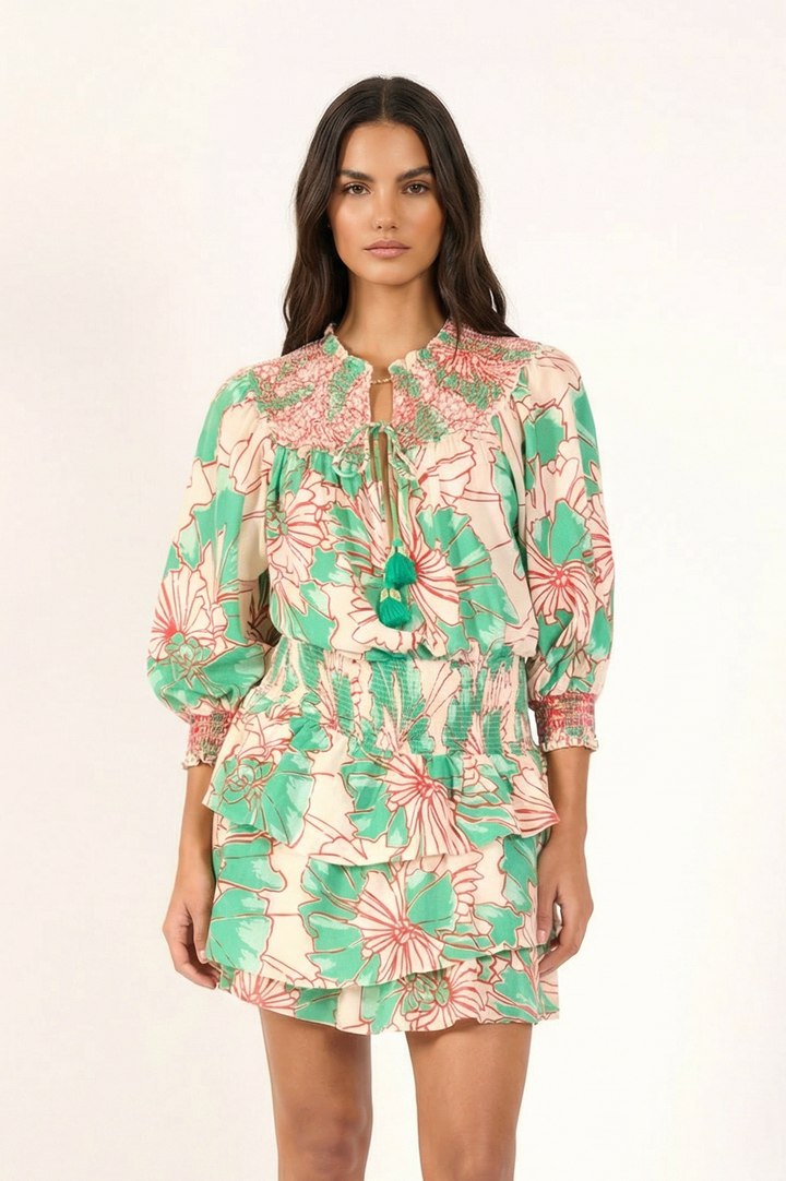 Green Petal mini dress – Mini Dress Anna by Poupette St Barth, view 2