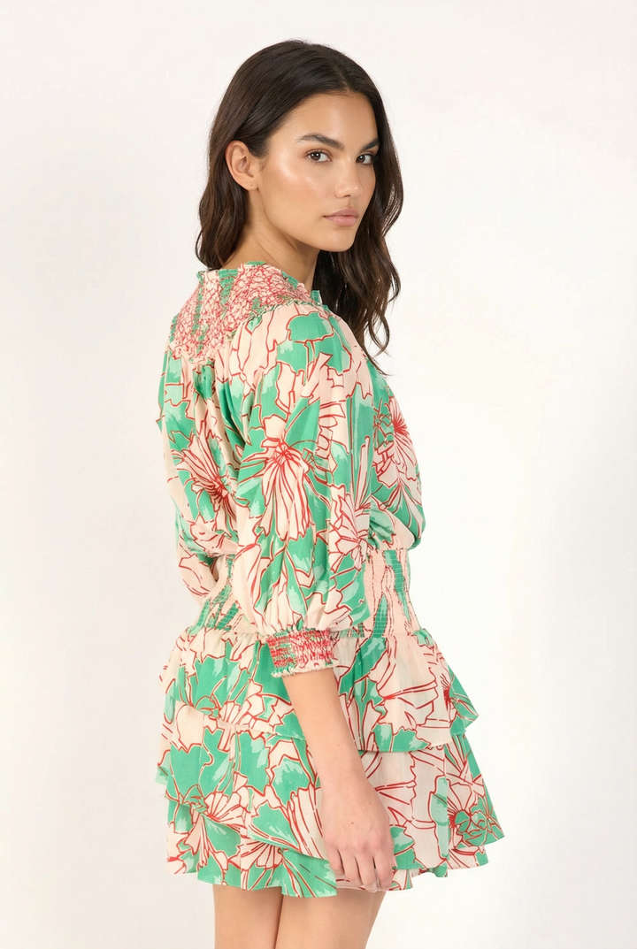 Green Petal mini dress – Mini Dress Anna by Poupette St Barth, side view