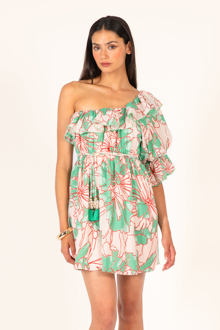 Green Petal mini dress – Mini Dress Jenny by Poupette St Barth, front view