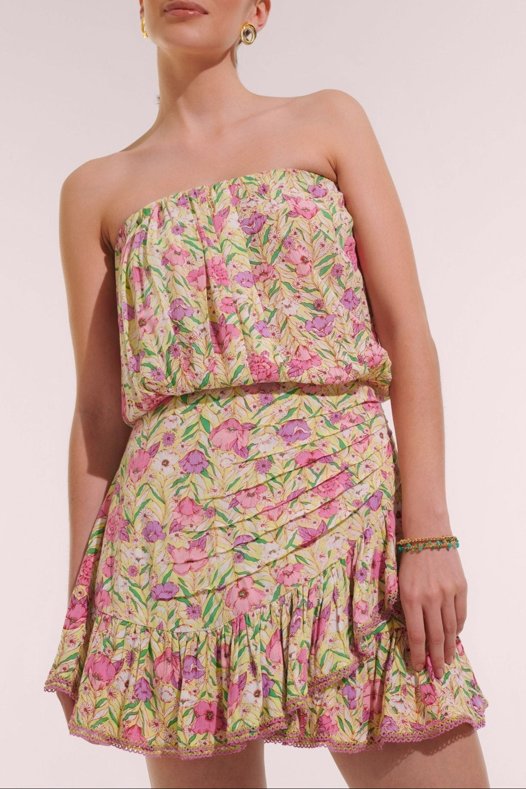 Green Petunia mini dress – Bandeau Dress Ambra by Poupette St Barth, front view
