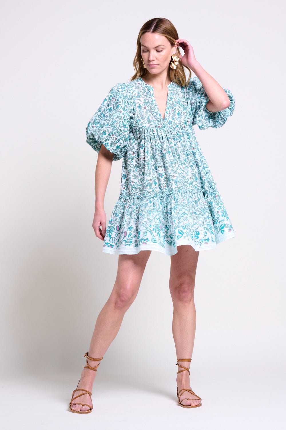 Green Tiare mini dress – Mini Dress Cruz by Poupette St Barth, view 2