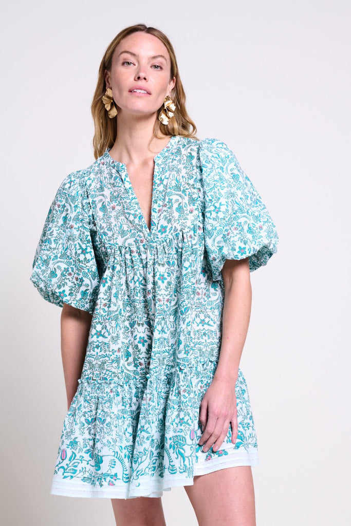 Mini Dress Cruz - Green Tiare | Poupette St Barth