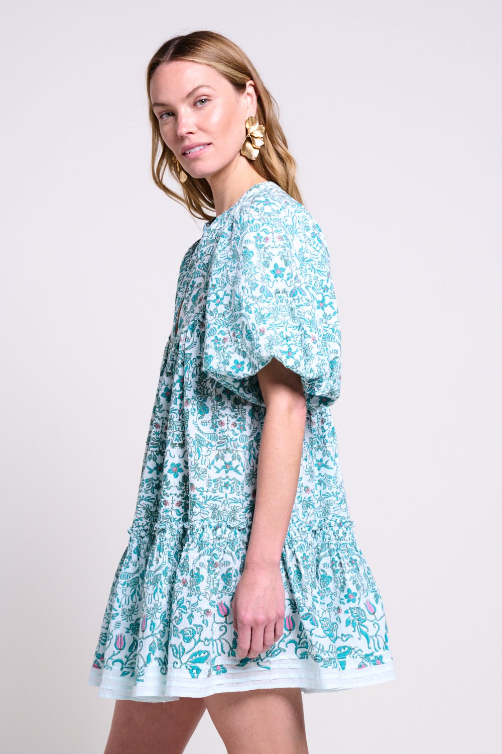 Green Tiare mini dress – Mini Dress Cruz by Poupette St Barth, view 3