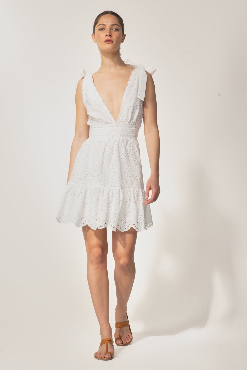 Natural White mini dress – Mini Dress Cara by Poupette St Barth, front view