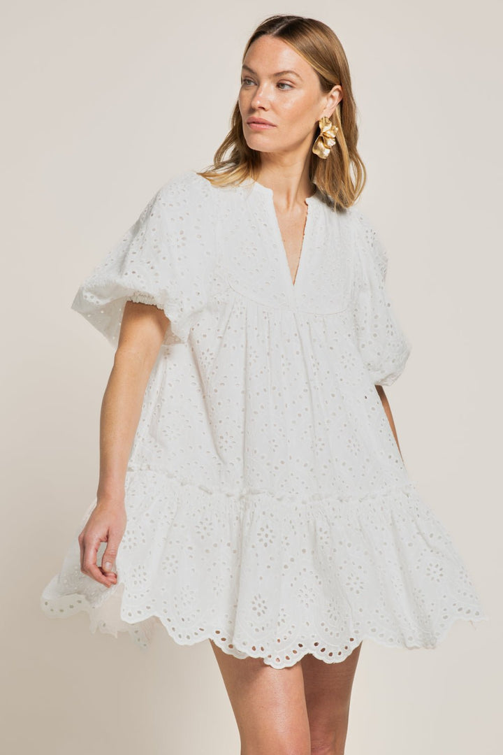 Natural White mini dress – Mini Dress Cruz by Poupette St Barth, front view