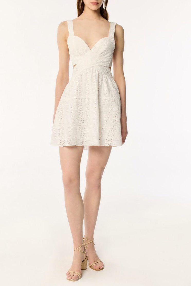 Poupette St Barth Mini Dress Coco in natural white, lightweight sleeveless mini dress with a relaxed fit, perfect for summer.