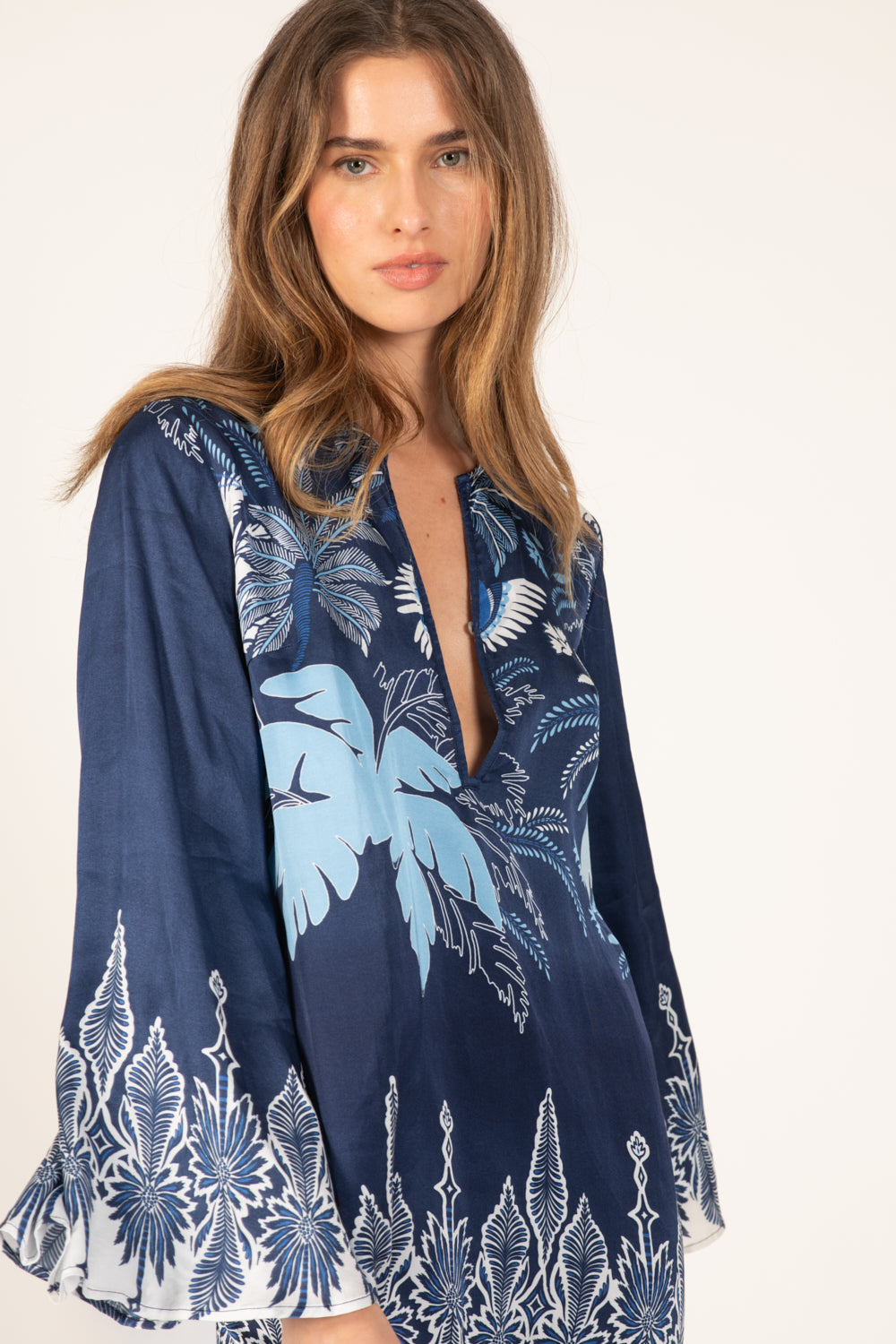 Navy Canopy mini dress – Mini Dress Gia by Poupette St Barth, front view