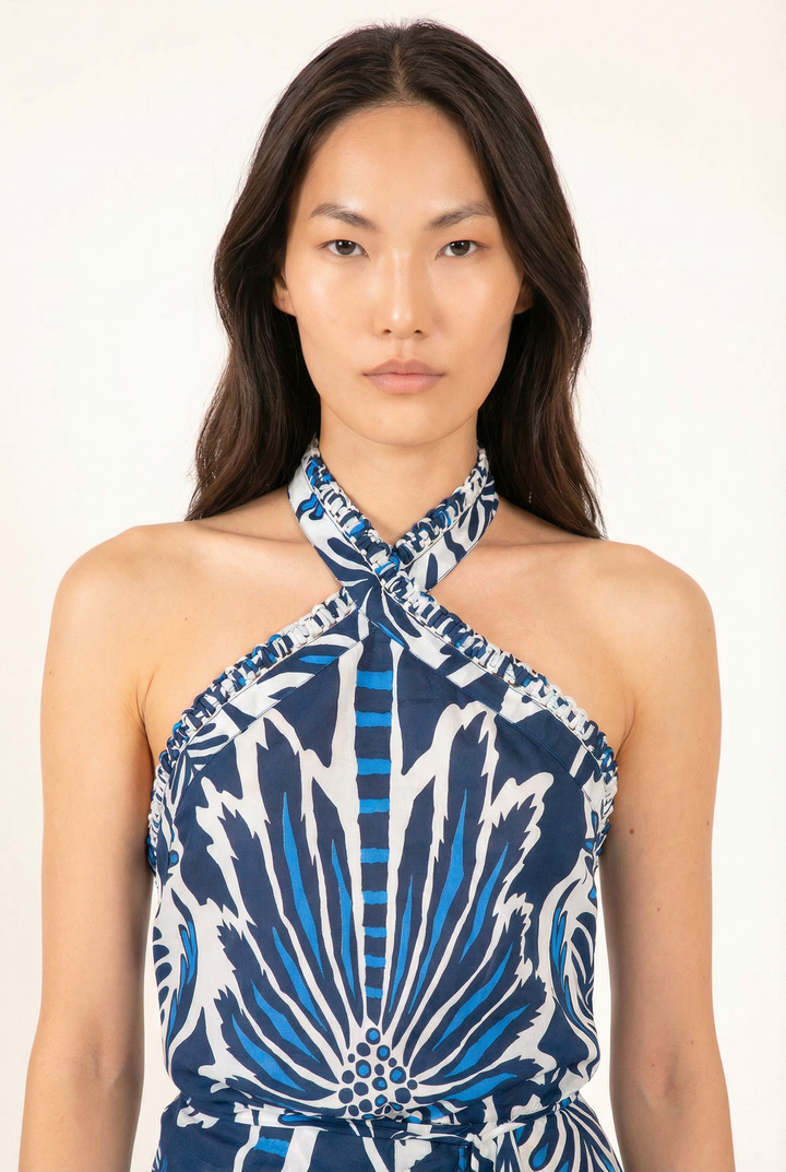 Navy Cartagena mini dress – Mini Dress Manon by Poupette St Barth, fabric detail