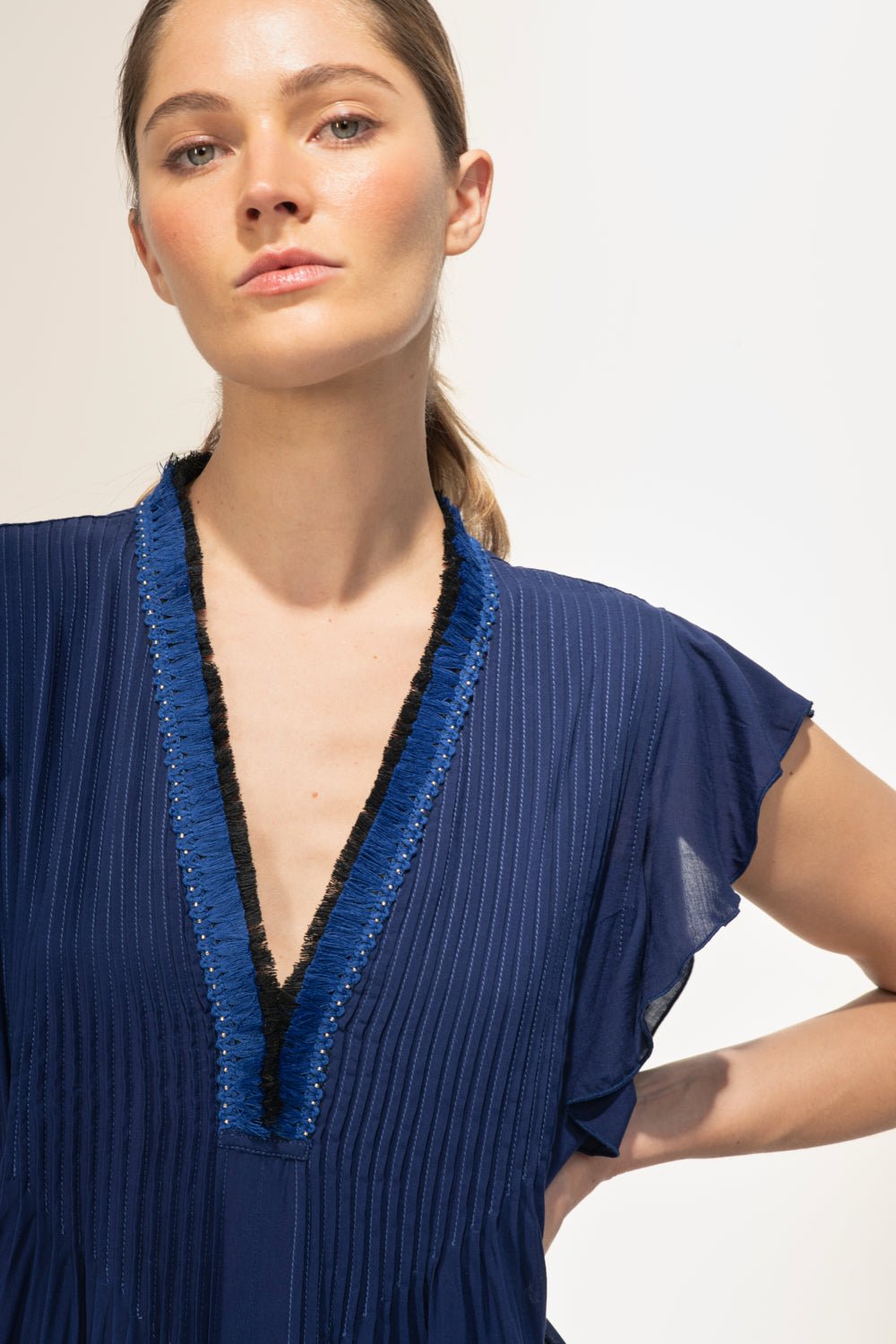 Navy mini dress – Mini Dress Sasha by Poupette St Barth, view 2