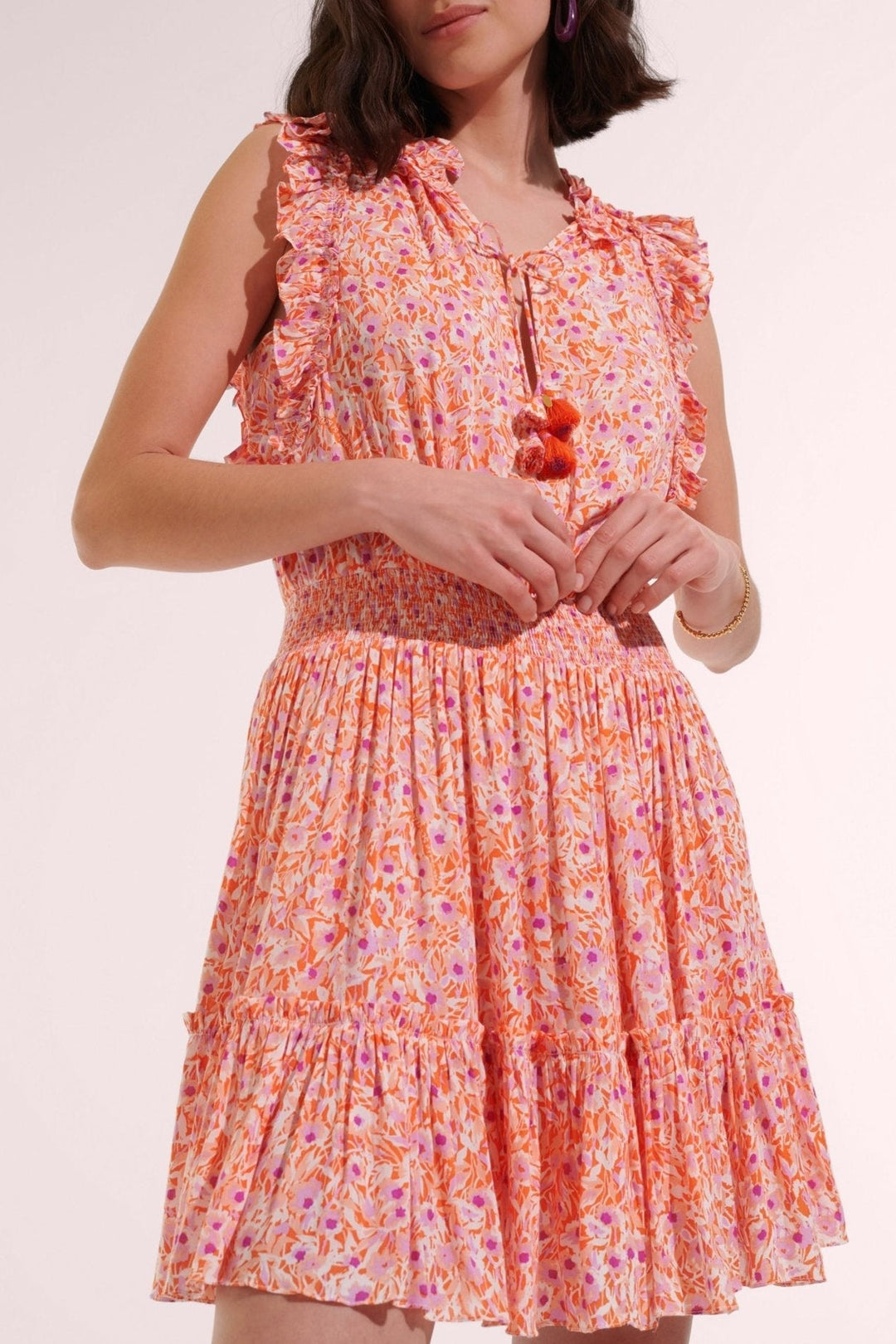 poupette st barth triny mini dress Poupette St Barth Triny Mini Dress in ORANGE MID 70'S GARDEN