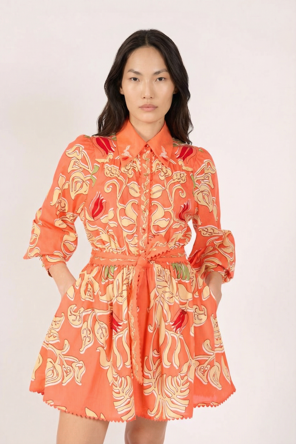 Orange Ritual mini dress – Mini Dress Conti by Poupette St Barth, front view