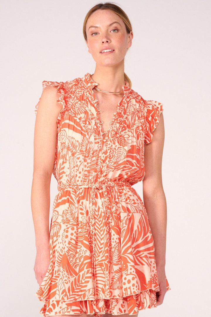 Orange Toucan mini dress – Mini Dress Callie by Poupette St Barth, front view