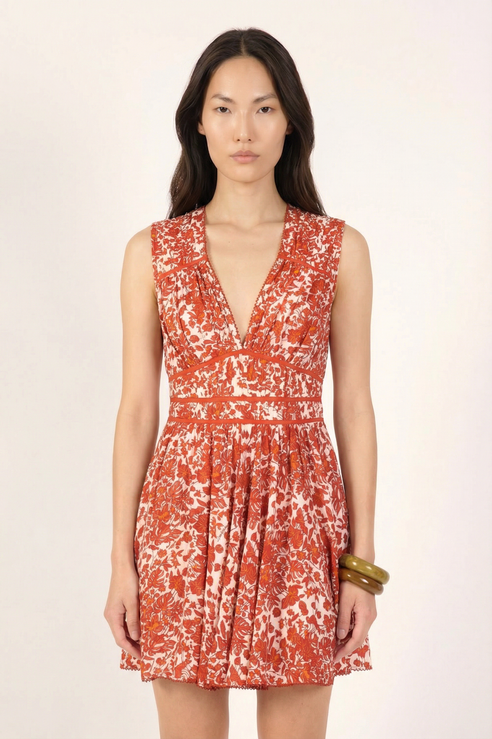Paprika Aquaflora mini dress – Mini Dress Ciao by Poupette St Barth, fabric detail