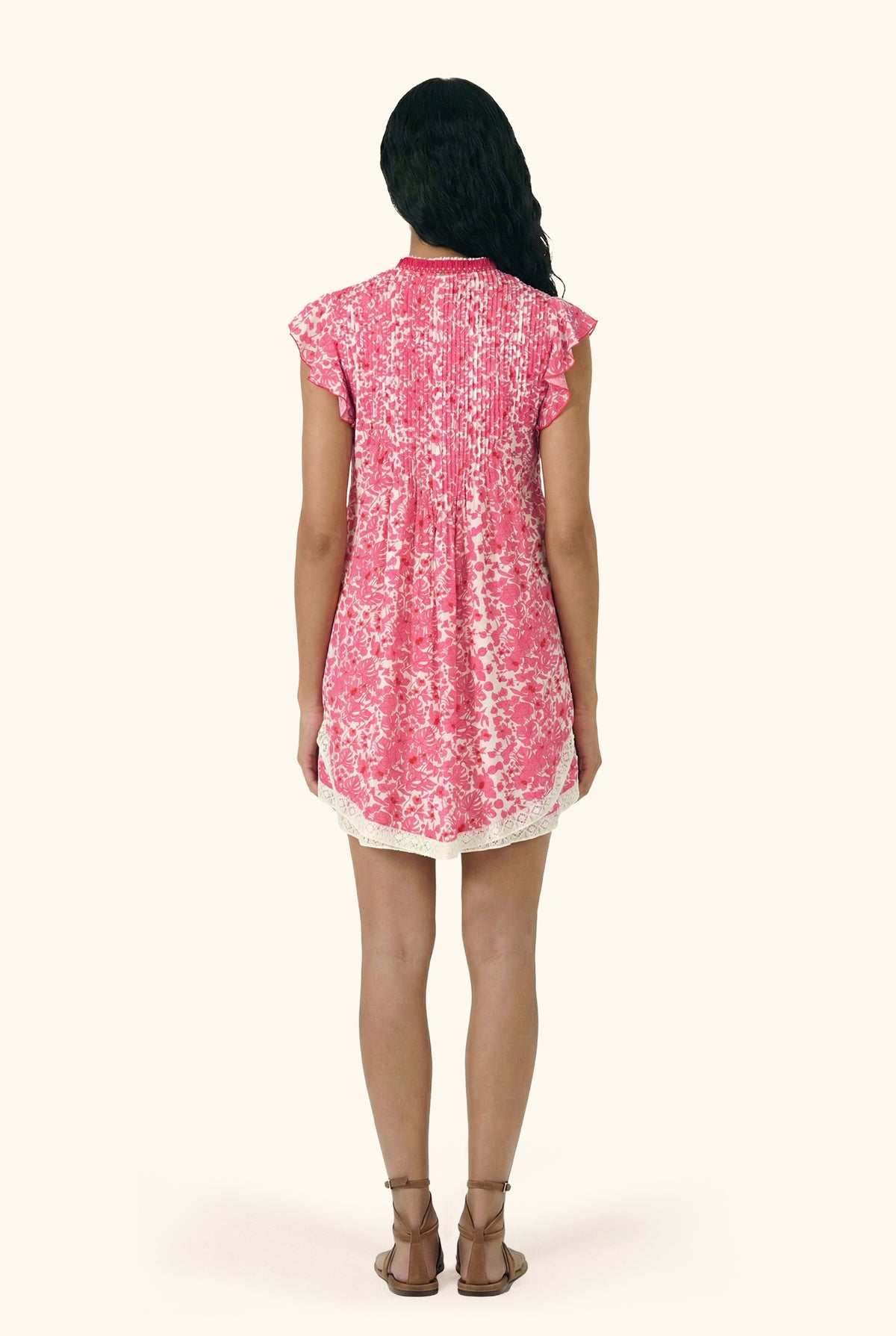 Pink Aquaflora mini dress – Mini Dress Sasha by Poupette St Barth, full-length back view