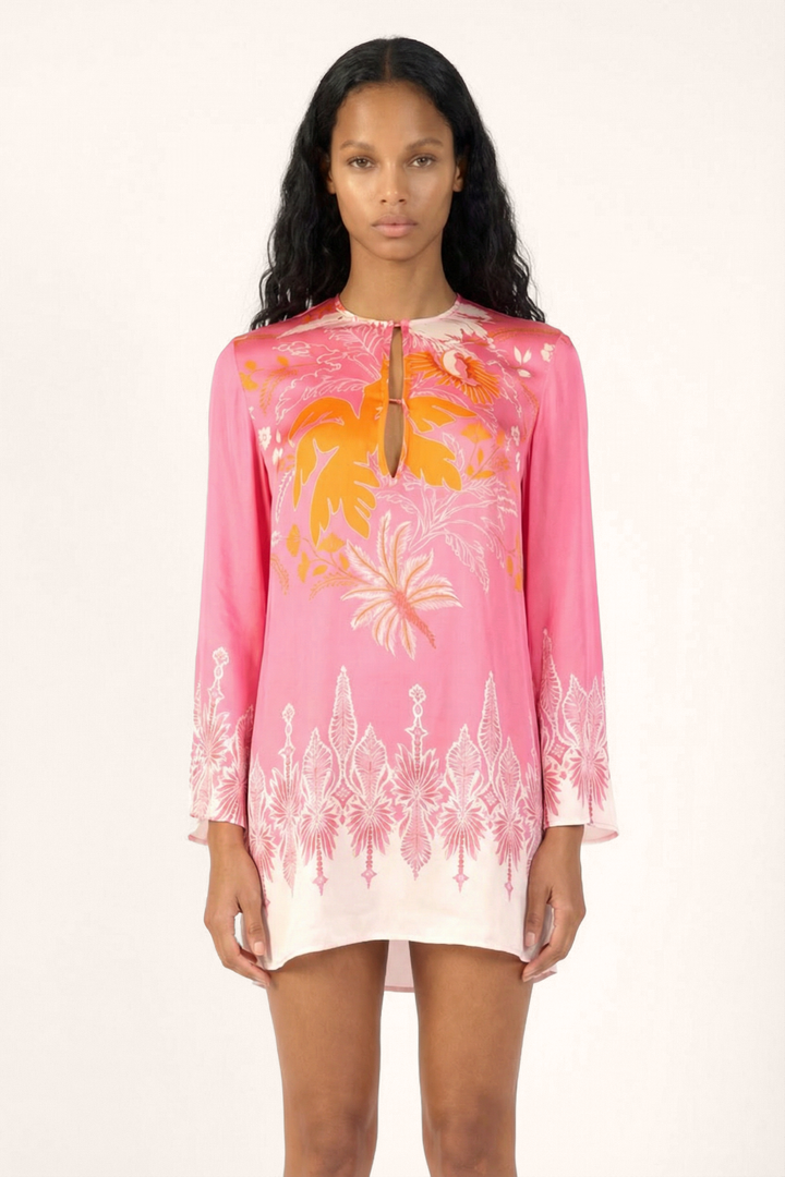 Pink Gia mini dress by Poupette St Barth featuring a canopy design, lightweight fabric, and stylish fit for warm weather.
