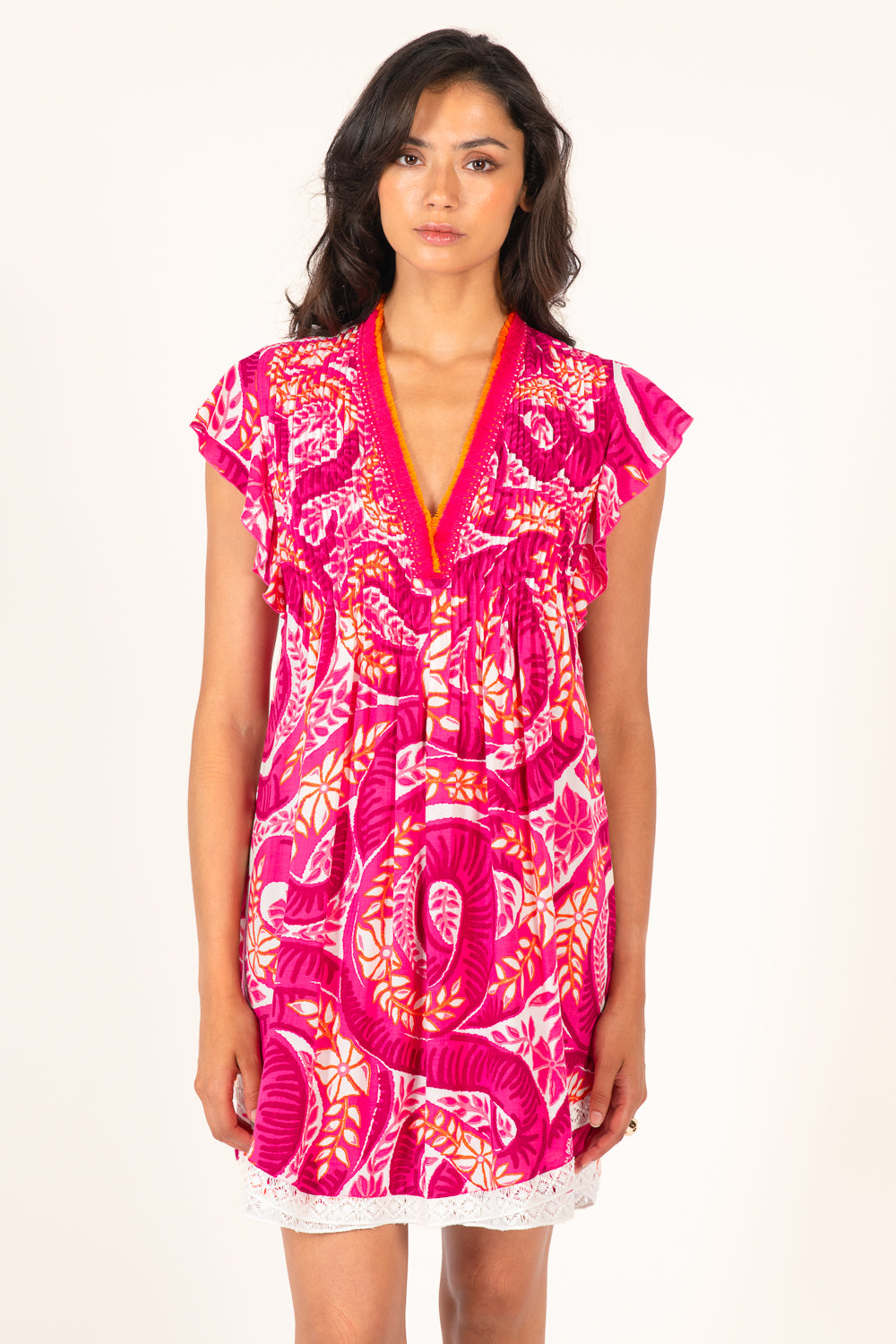 Pink Holy Snake mini dress – Mini Dress Sasha by Poupette St Barth, front view