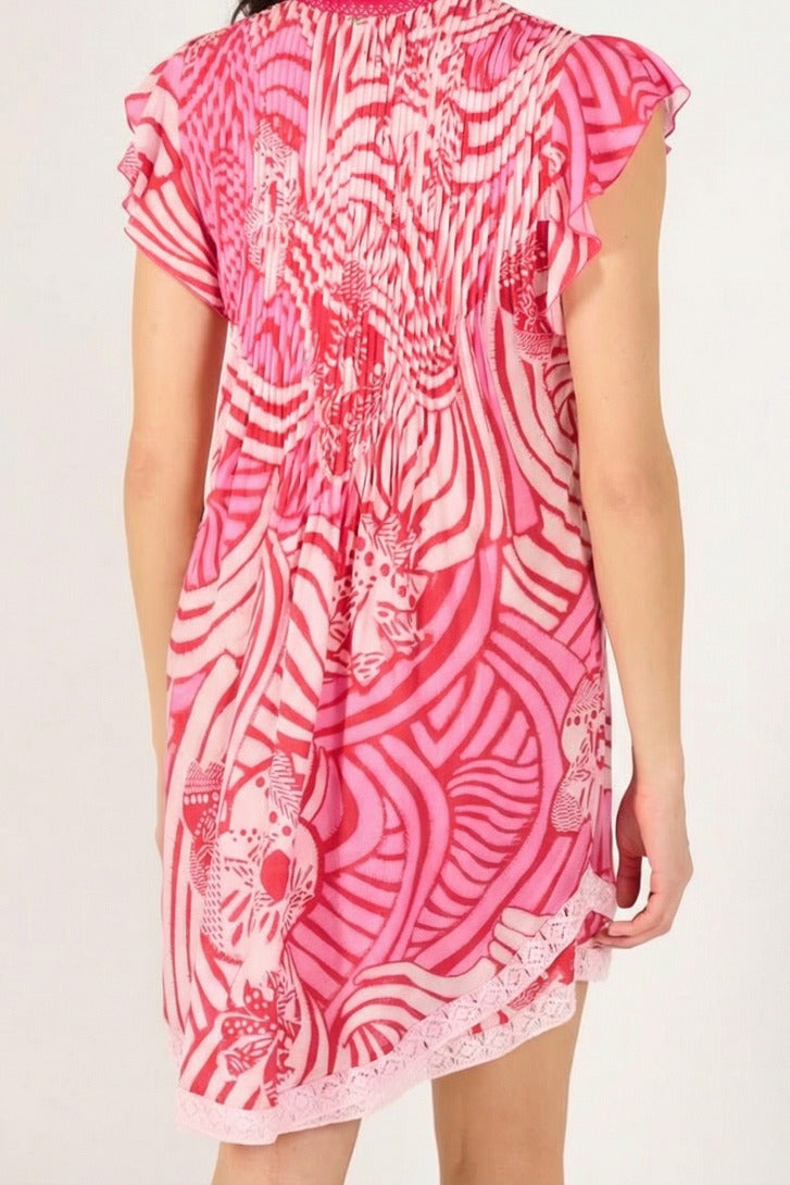 Pink Poupette St Barth Mini Dress Sasha in viscose, featuring a stylish, flowy design with a relaxed fit and feminine silhouette.