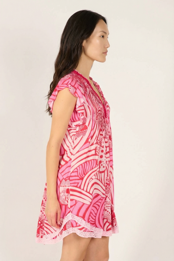 Pink Japonism mini dress – Mini Dress Sasha by Poupette St Barth, view 3