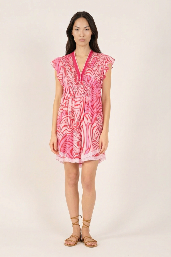 Pink Japonism mini dress – Mini Dress Sasha by Poupette St Barth, view 2
