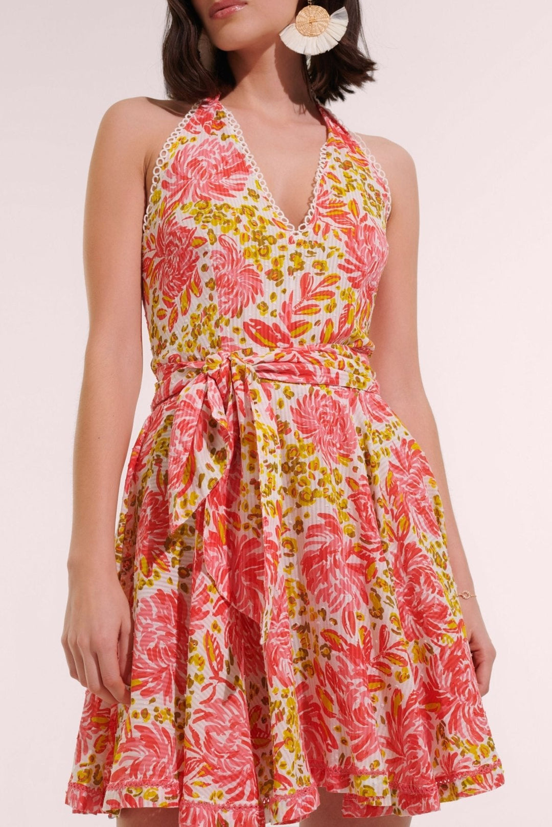 Pink mini dress Beth by Poupette St Barth, featuring a stylish, lightweight design perfect for warm weather.