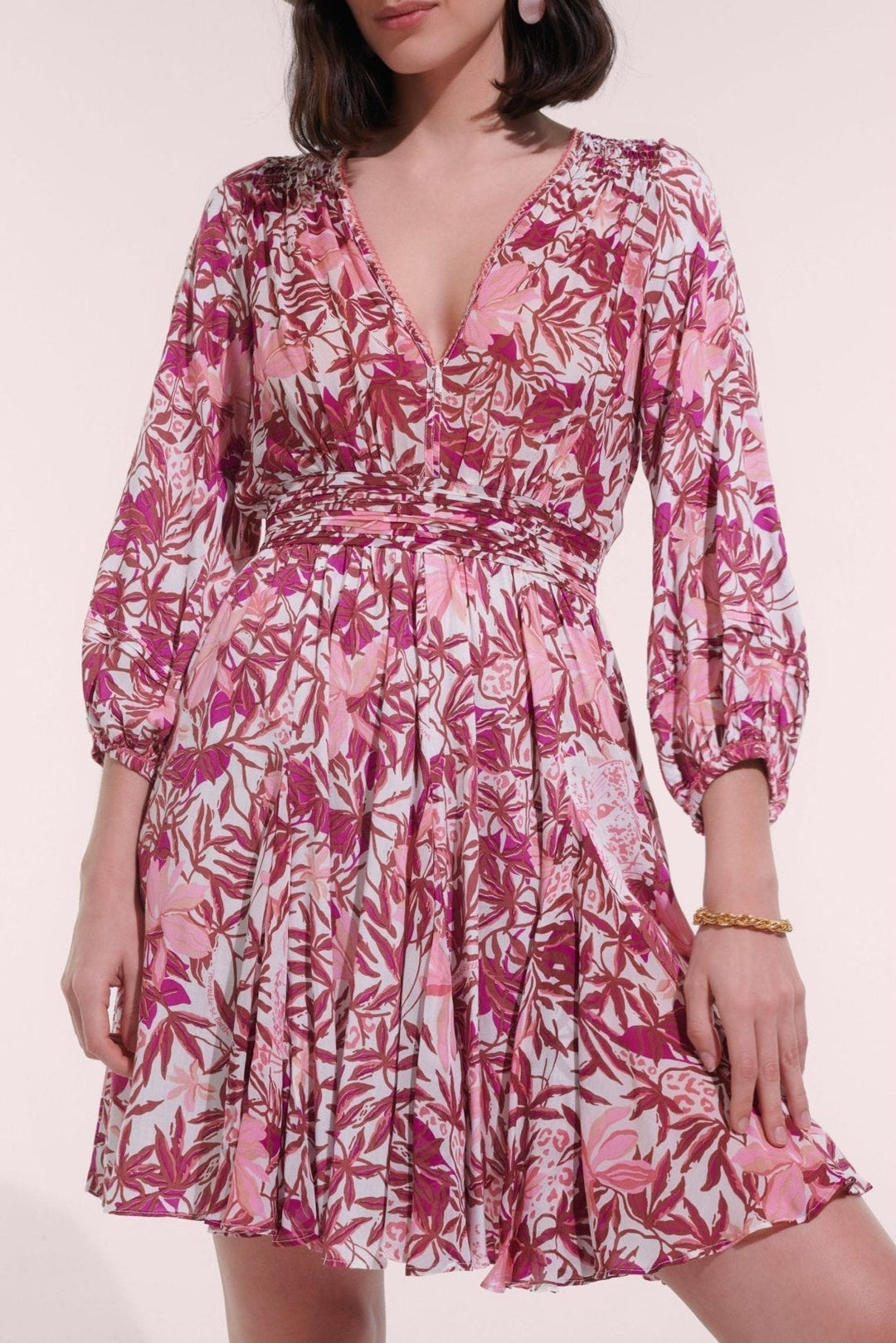 Pink Orchid mini dress – Mini Dress Anabelle by Poupette St Barth, front view