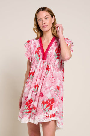 Pink Padang mini dress – Mini Dress Sasha by Poupette St Barth, front view
