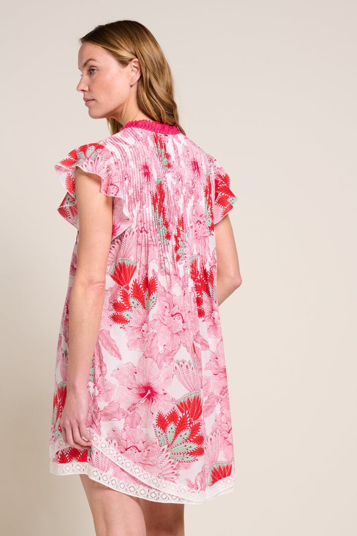 Pink Padang mini dress – Mini Dress Sasha by Poupette St Barth, fabric detail