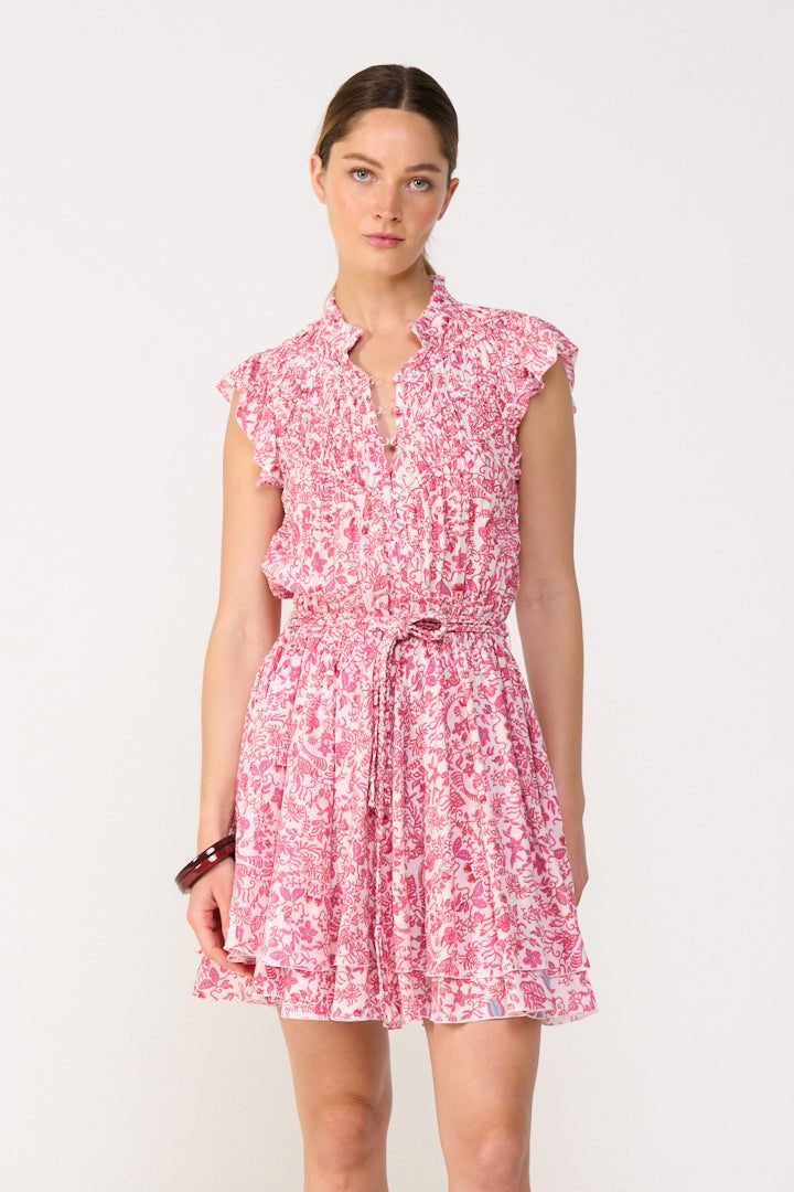 Pink Tiare mini dress – Mini Dress Callie by Poupette St Barth, fabric detail